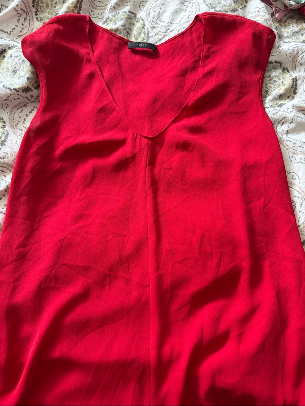 J. Crew Bright Red V-Neck Cap Sleeve Camisole
